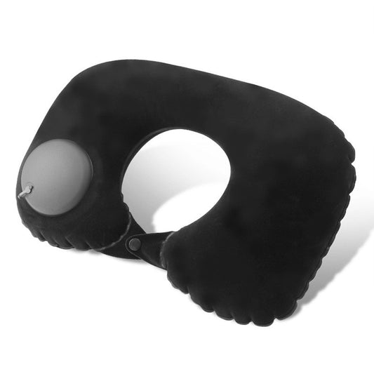 Oreiller de voyage gonflable en U noir inclus dans le kit voyage