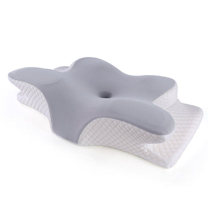 Oreiller ergonomique papillon en mousse à mémoire de forme, coloris gris